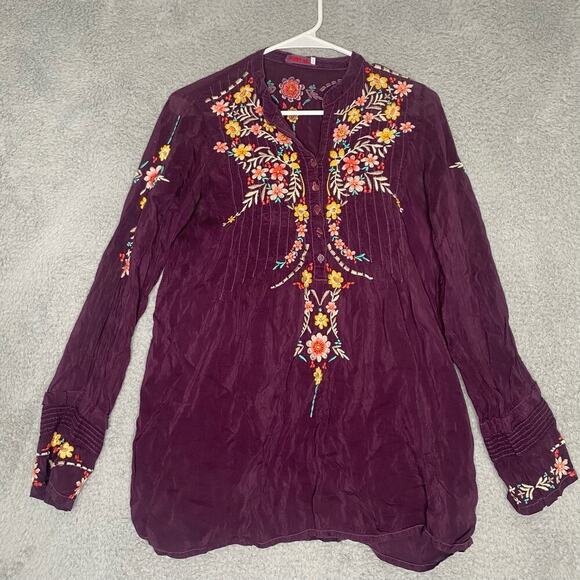 Johnny Was womens long sleeve embrioudered button blouse top boho Cupra Small - Picture 1 of 9